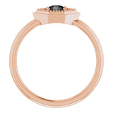 Round Black Onyx Solitaire Ring in Rose Gold