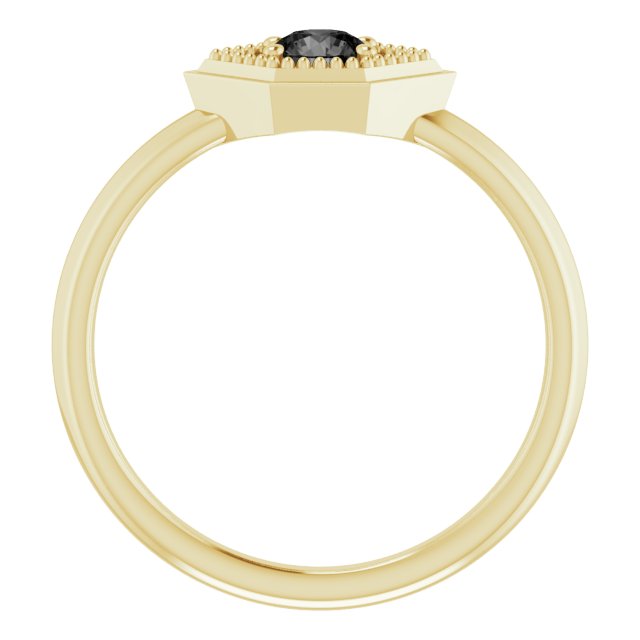 Round Black Onyx Solitaire Ring in Yellow Gold