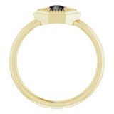 Round Black Onyx Solitaire Ring in Yellow Gold