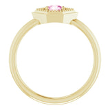 Round Pink Sapphire Solitaire Ring in Yellow Gold