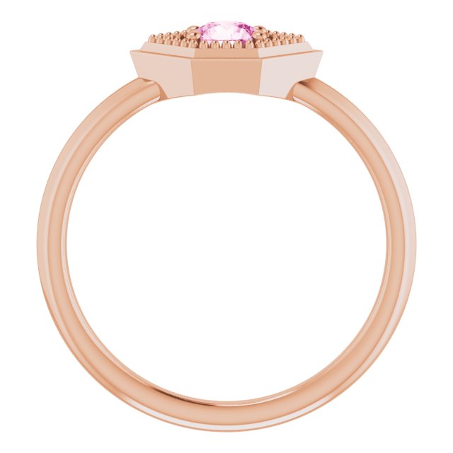 Round Pink Sapphire Solitaire Ring in Rose Gold