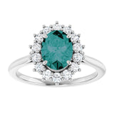 Oval Lab-Grown Alexandrite Halo Ring with Diamond Accents in Gold
