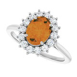Oval Citrine Halo Ring with Diamond Accents in Gold