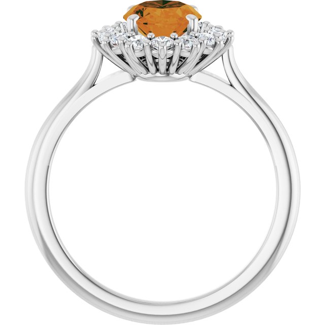 Oval Citrine Halo Ring with Diamond Accents in Gold