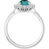 Oval Lab-Grown Alexandrite Halo Ring with Diamond Accents in Gold