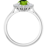 Oval Peridot Halo Ring with Diamond Accents in Gold