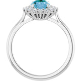 Oval Swiss Blue Topaz Halo Ring with Diamond Accents in Gold