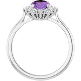 Oval Amethyst Halo Ring with Diamond Accents in Gold