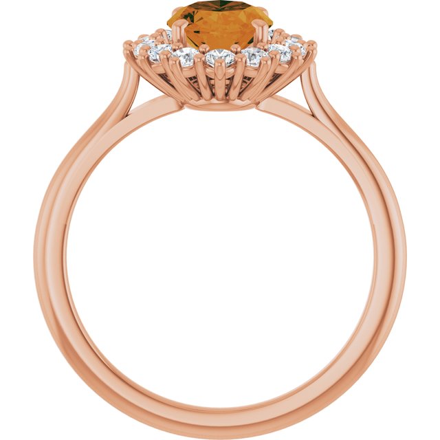 Oval Citrine Halo Ring with Diamond Accents in Gold and Platinum