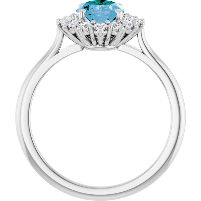 Oval Swiss Blue Topaz Halo Ring with Diamond Accents in Gold