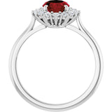 Oval Mozambique Garnet Halo Ring with Diamond Accents in Gold
