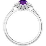 Oval Amethyst Halo Ring with Diamond Accents in Gold and Platinum