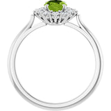Oval Peridot Halo Ring with Diamond Accents in Gold and Platinum