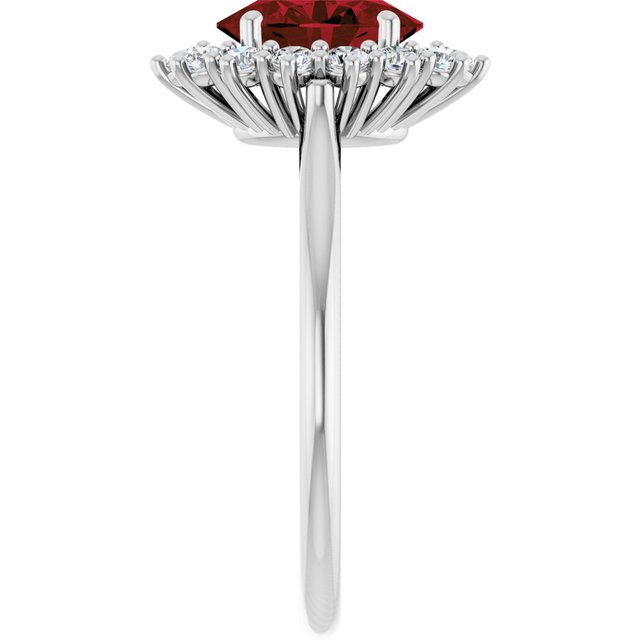 Oval Mozambique Garnet Halo Ring with Diamond Accents in Gold
