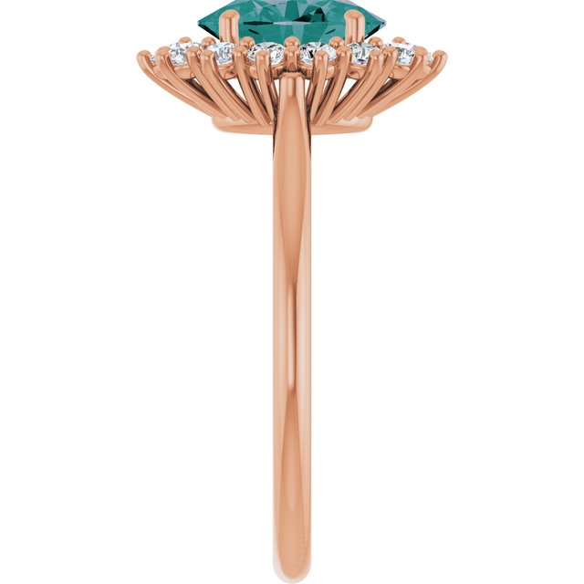 Oval Lab-Grown Alexandrite & Diamond Halo Ring in Gold and Platinum