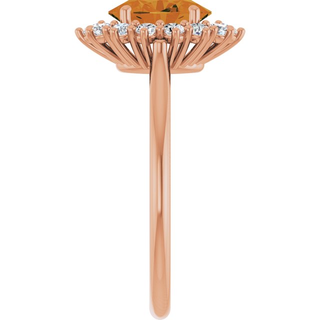 Oval Citrine Halo Ring with Diamond Accents in Gold and Platinum