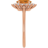 Oval Citrine Halo Ring with Diamond Accents in Gold and Platinum