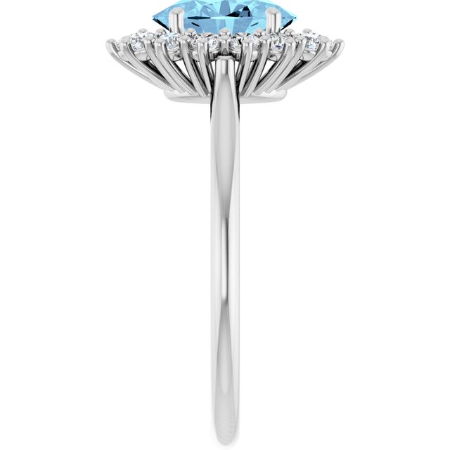 Oval Aquamarine Halo Ring with Diamond Accents in Gold