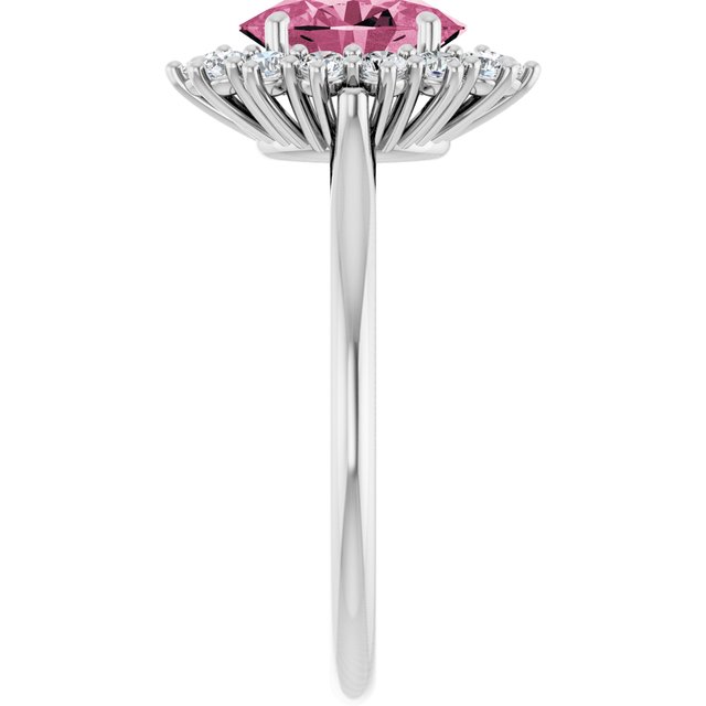 Oval Pink Tourmaline Halo Ring with Diamond Accents in Gold