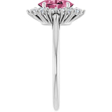 Oval Pink Tourmaline Halo Ring with Diamond Accents in Gold