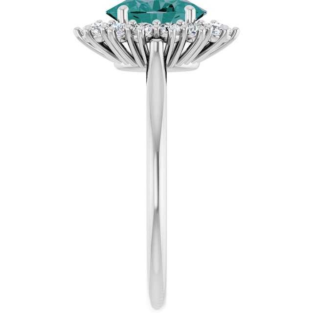 Oval Lab-Grown Alexandrite Halo Ring with Diamond Accents in Gold