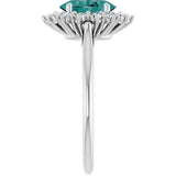 Oval Lab-Grown Alexandrite Halo Ring with Diamond Accents in Gold