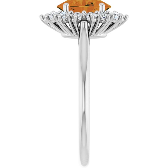 Oval Citrine Halo Ring with Diamond Accents in Gold