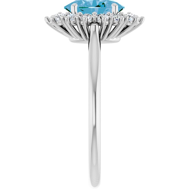 Oval Swiss Blue Topaz Halo Ring with Diamond Accents in Gold