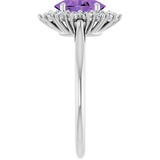 Oval Amethyst Halo Ring with Diamond Accents in Gold