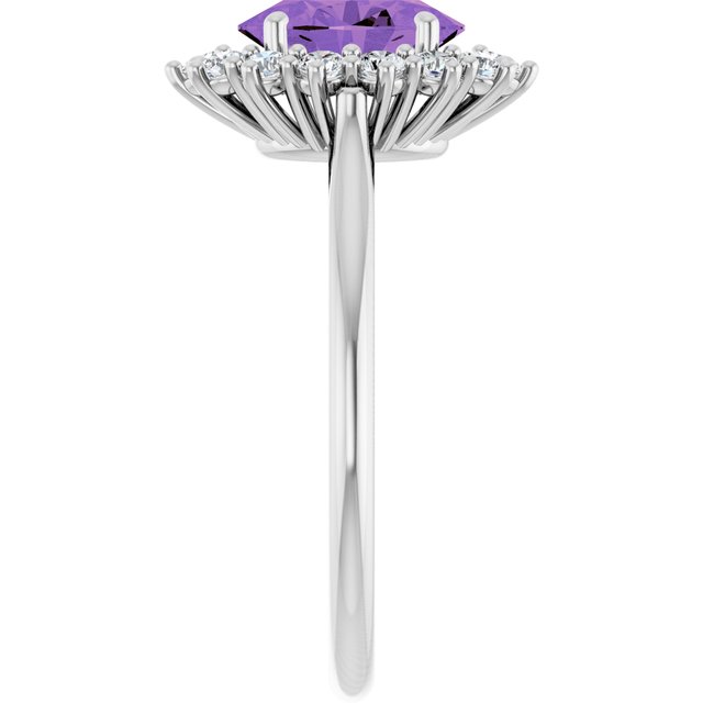Oval Amethyst Halo Ring with Diamond Accents in Gold