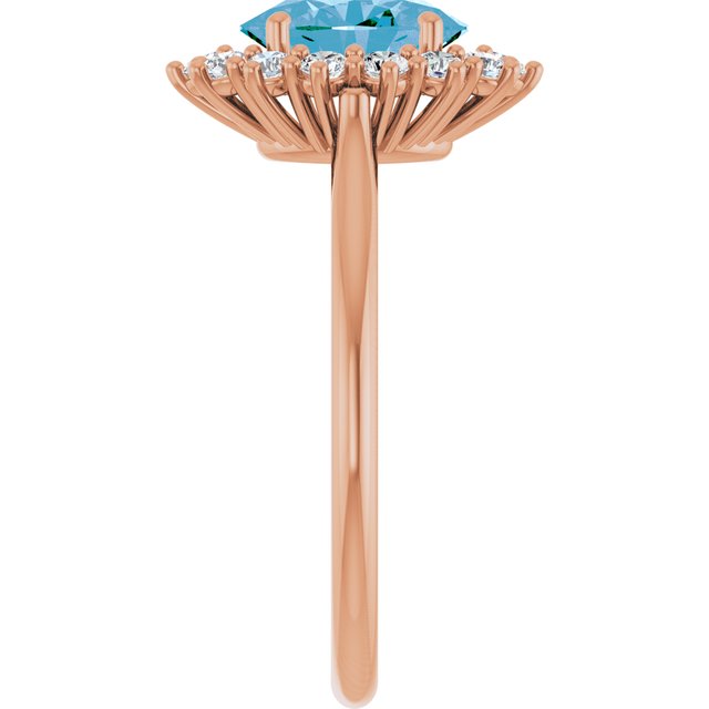 Oval Swiss Blue Topaz & Diamond Halo Ring in Gold and Platinum
