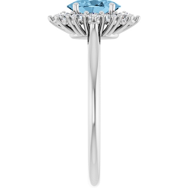 Oval Sky Blue Topaz & Diamond Halo Ring in Gold and Platinum