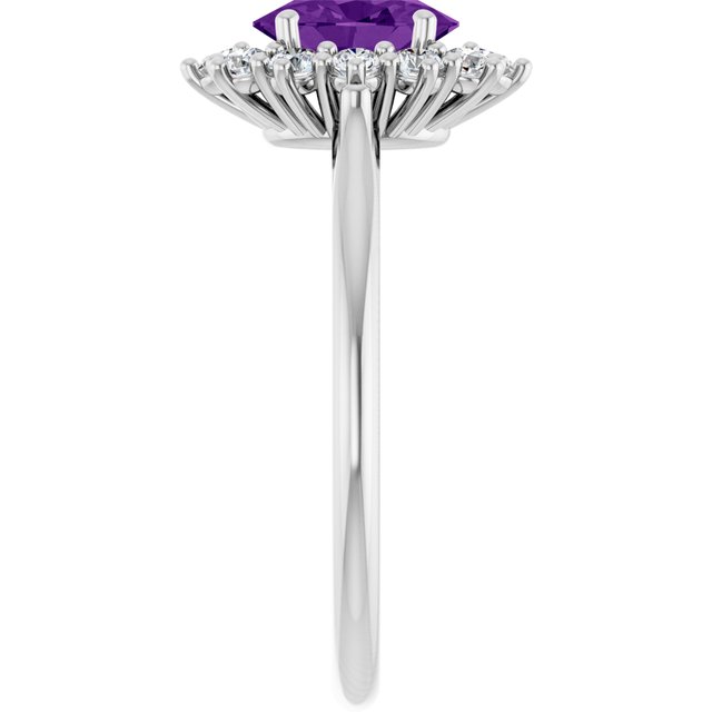 Oval Amethyst Halo Ring with Diamond Accents in Gold and Platinum