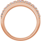 Round Pink Mandganite & Diamond Stackable Ring in Rose Gold