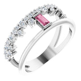 Straight Baguette Pink Tourmaline & Diamond Negative Space Ring