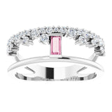 Straight Baguette Pink Tourmaline & Diamond Negative Space Ring