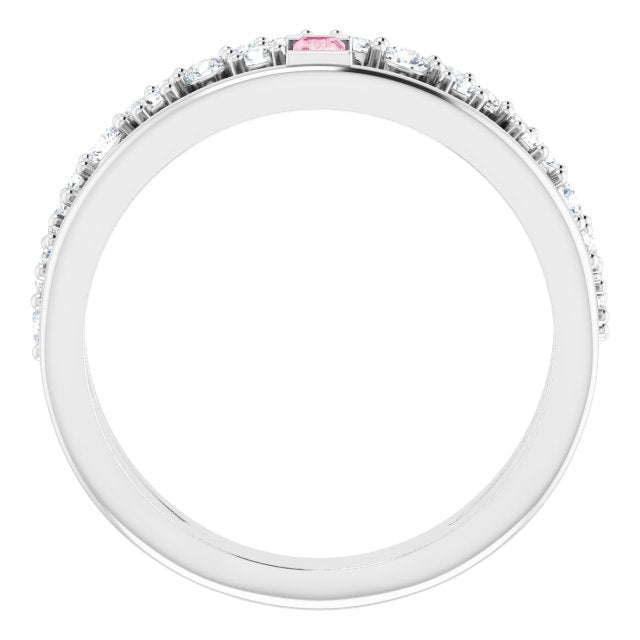 Straight Baguette Pink Tourmaline & Diamond Negative Space Ring