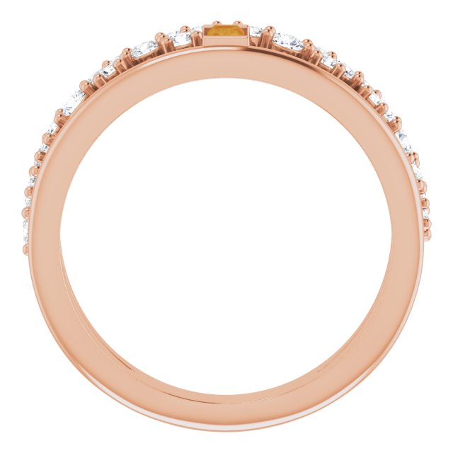 Straight Baguette Citrine & Diamond Ring in Rose Gold