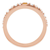 Straight Baguette Citrine & Diamond Ring in Rose Gold