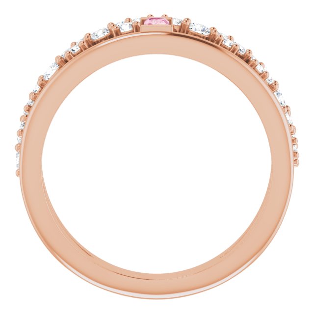 Straight Baguette Pink Tourmaline & Diamond Ring in Rose Gold