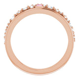 Straight Baguette Pink Tourmaline & Diamond Ring in Rose Gold