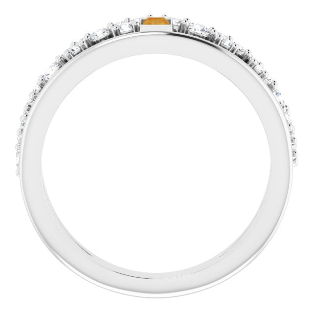Straight Baguette Citrine & Diamond Negative Space Ring in Platinum