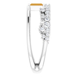 Straight Baguette Citrine & Diamond Negative Space Ring in Platinum