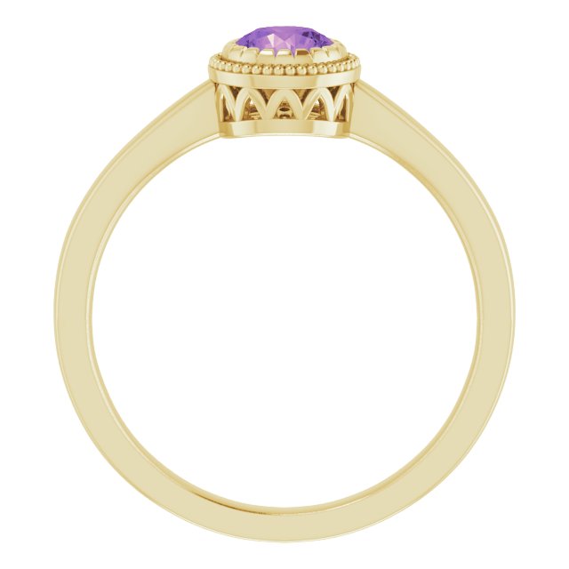Polished February Solitaire Ring in Gold