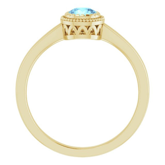 Polished March Solitaire Ring in Gold