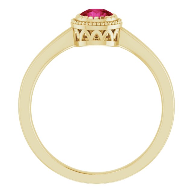 Polished July Solitaire Ring in Yellow Gold