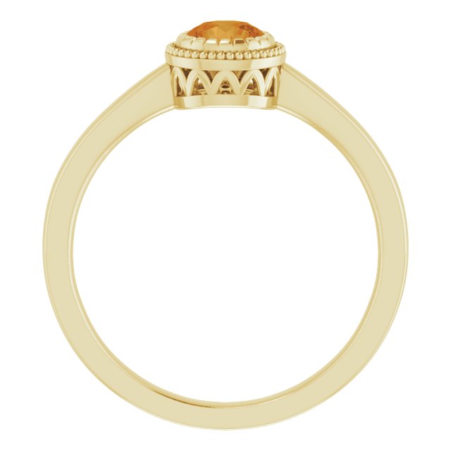 Polished November Solitaire Ring in Yellow Gold