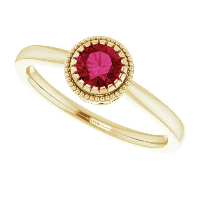 Polished July Solitaire Ring in Yellow Gold