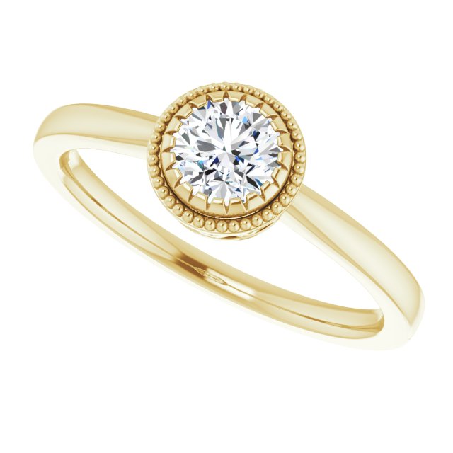 Polished April Solitaire Ring in Yellow Gold