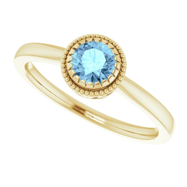Polished March Solitaire Ring in Gold